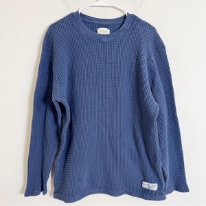 Aime Leon Dore Navy Waffle Knit Crewneck long sleeve shirt